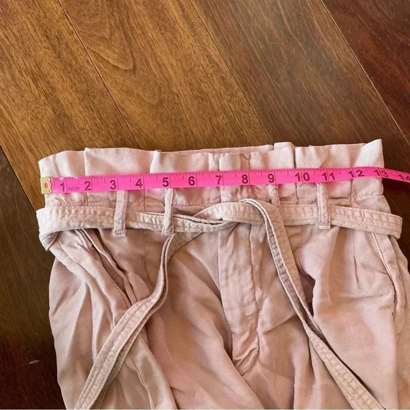 Anthropologie Blythe Wide Leg Pants Paper Bag Tie Waist Light Pink Bow 2 - Picture 13 of 15